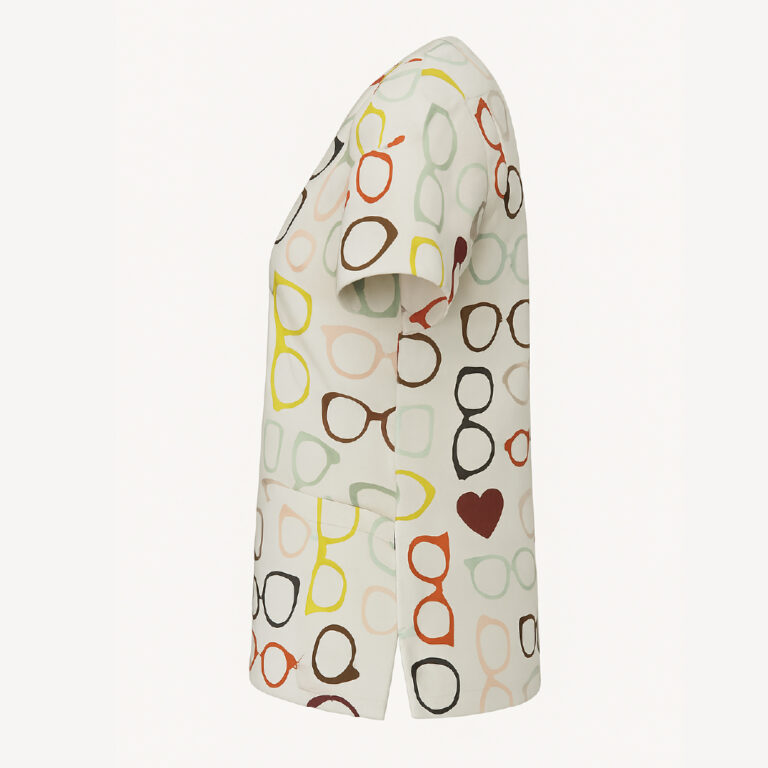 V-Neck Glasses Scrub Top