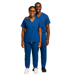 v neck scrub top set, np blue,unisex