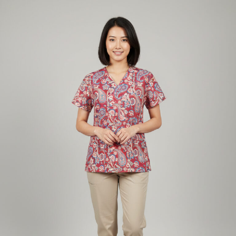 V-Neck Scrub Top – Paisley