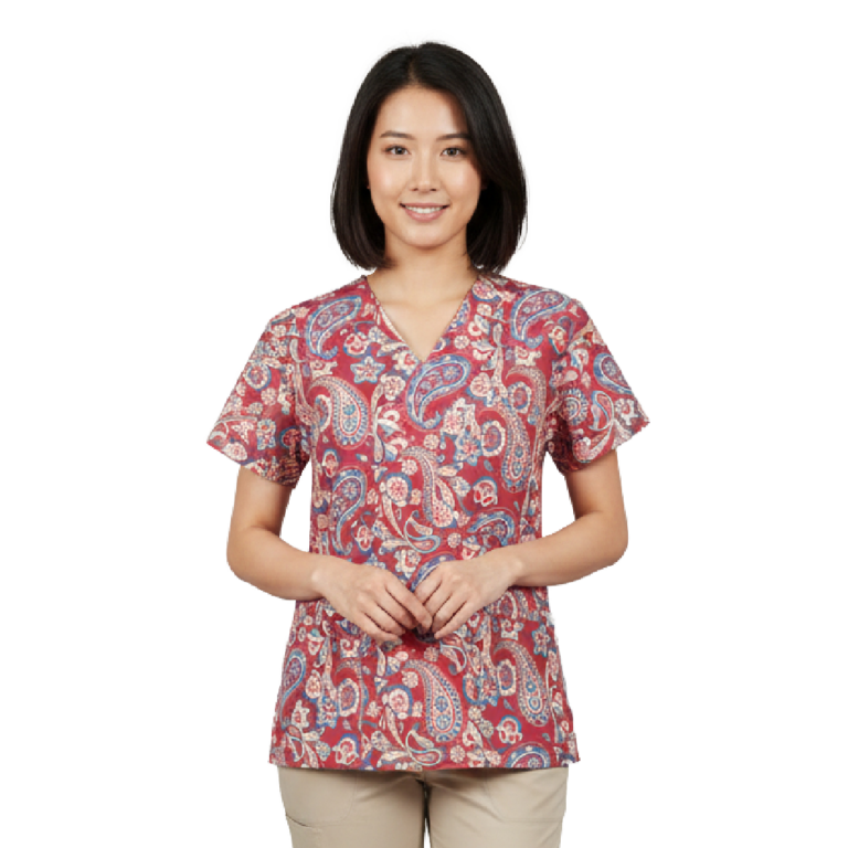 V-Neck Scrub Top – Paisley