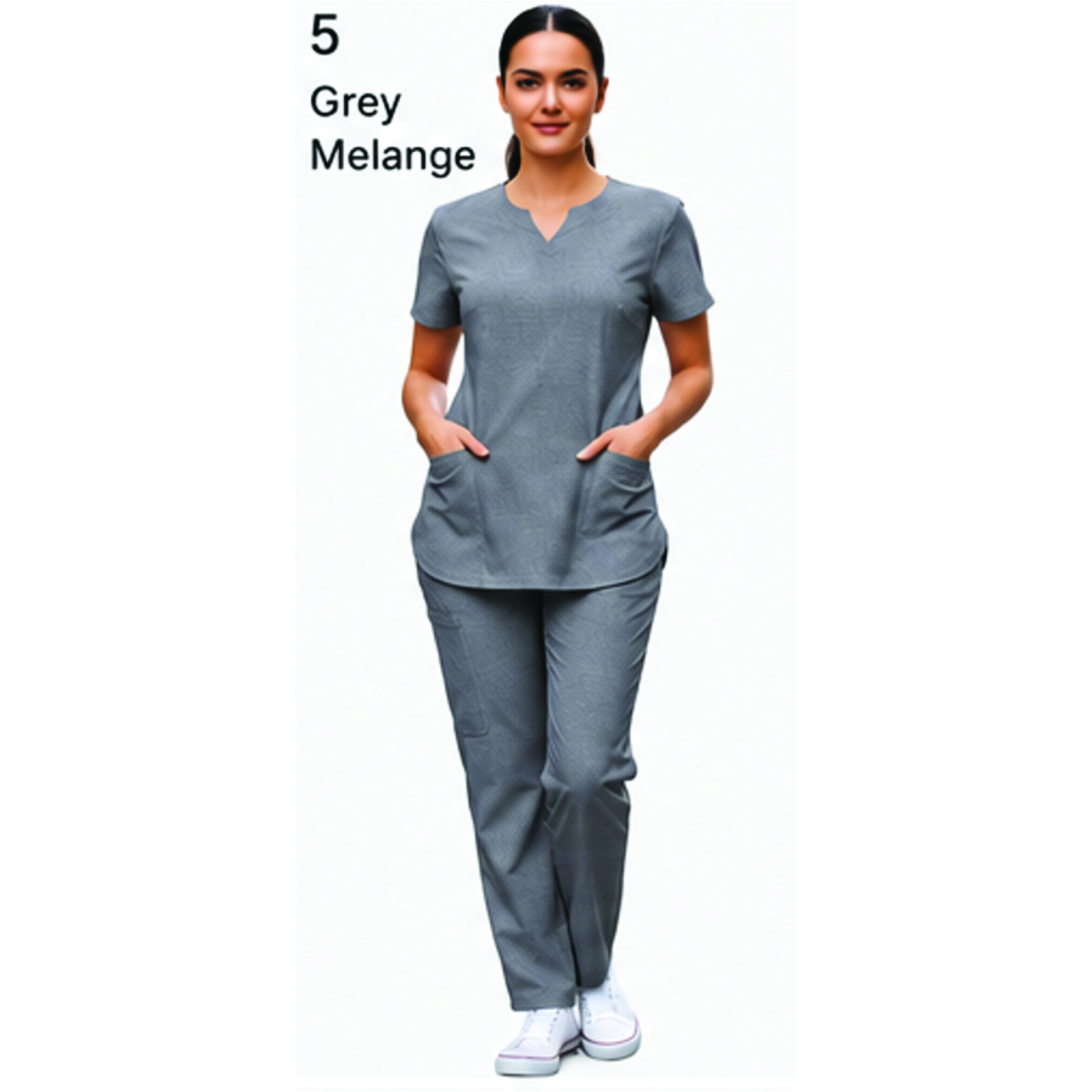 rose scrub top set grey melange 01 rose scrub top set grey melange 01